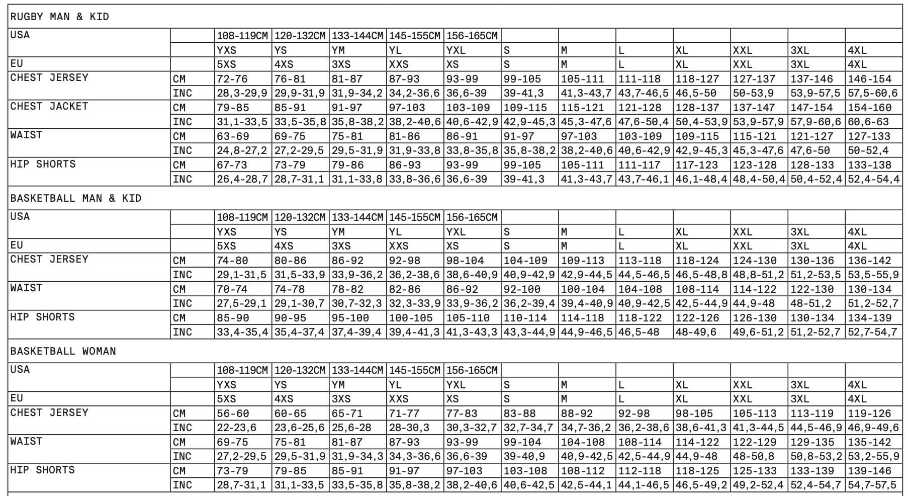 size chart 5