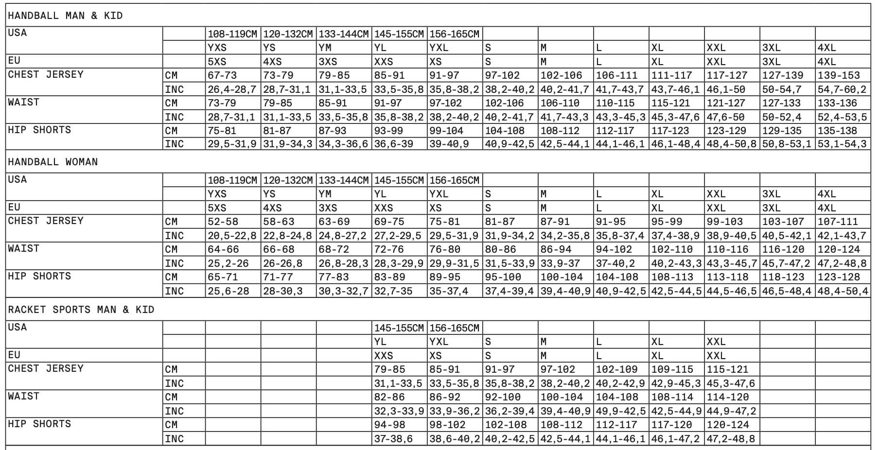 size chart 8