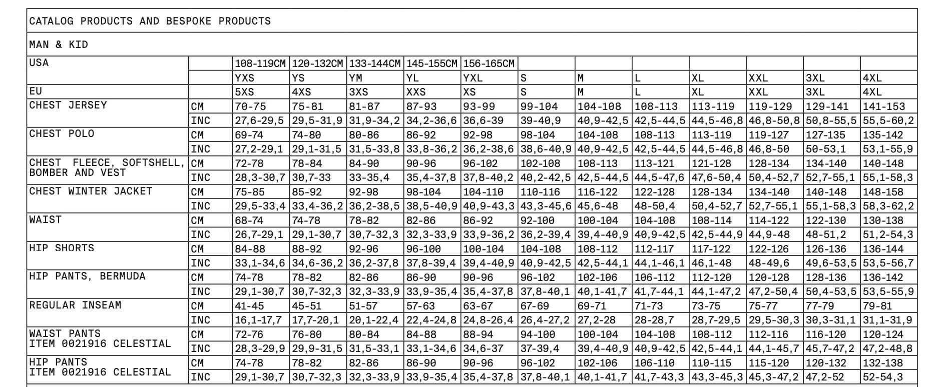 size chart chart 1